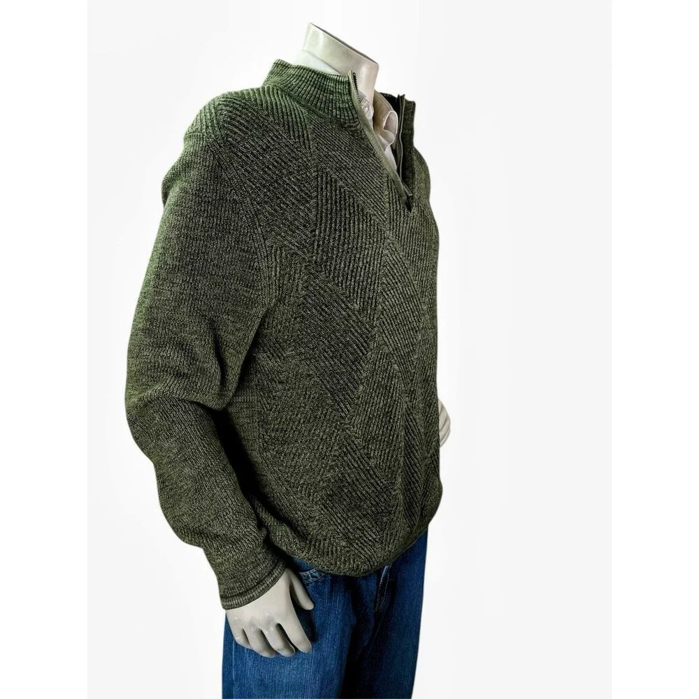 Tommy Bahama Sweater Mens XL Green Long Sleeve 1/4 Zip Pima Cotton Light Weight